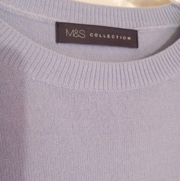 M&S Collection Cornflower blue Cashmillon side split crew jumper women's size 8 - Picture 2 of 9